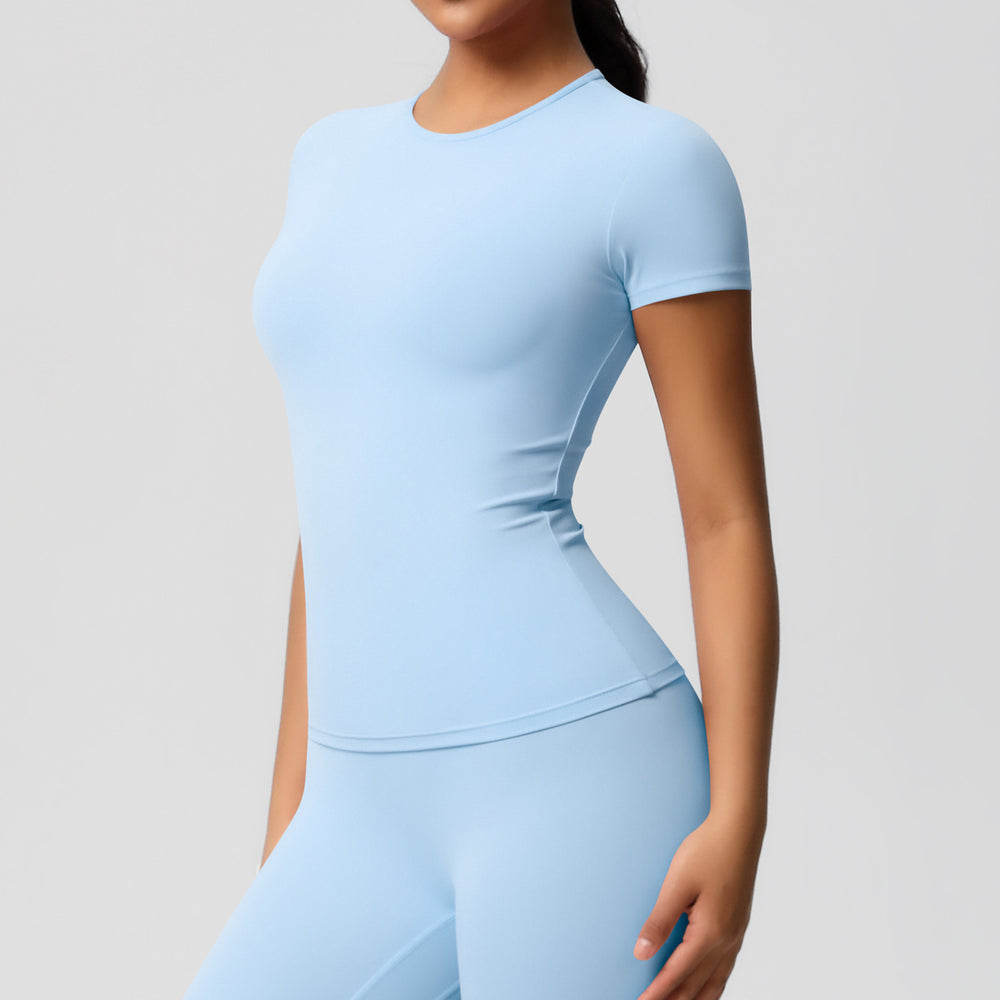Ready-to-ship cross-border double-sided brushed, form-fitting, breathable solid color training yoga set, eight-piece athletic running fitness outfit for women