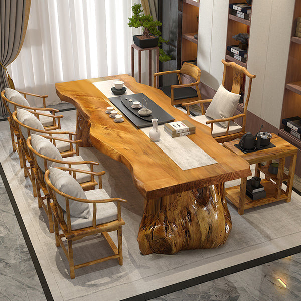 New Chinese solid wood tea table household living room zen modern simple tea table office balcony tea table and chair combination