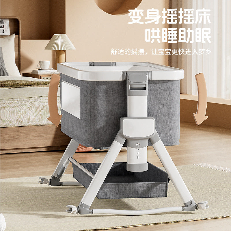 Aluminum alloy baby crib - portable, foldable, and convertible bassinet - multifunctional newborn bed - splice-together large bed
