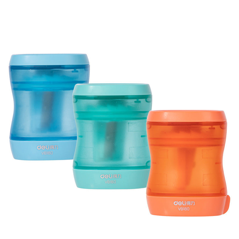 Deli VB180 pencil sharpener large capacity chip collection box simple design easy to carry and use pencil sharpener
