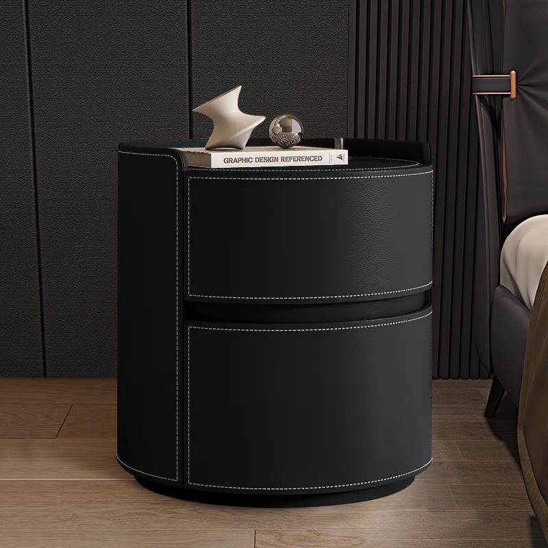Creative design bedside table solid wood saddle leather  new modern minimalist light luxury high-end bedroom