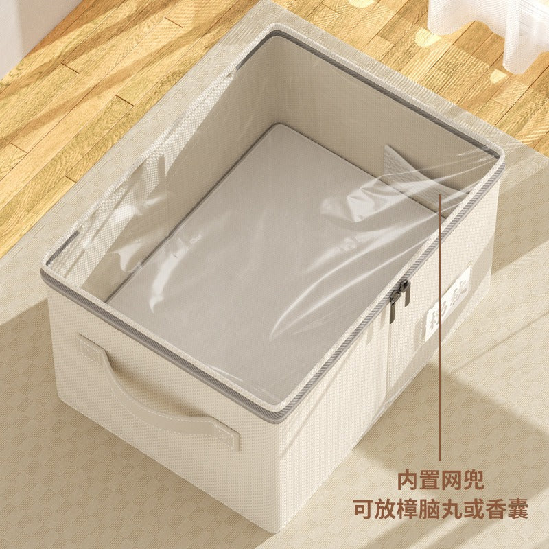 New Tianshan Snow Cotton Visual Fabric Storage Box Household Cotton and Linen Clothing Storage Bag Wardrobe Finishing Large Storage Box