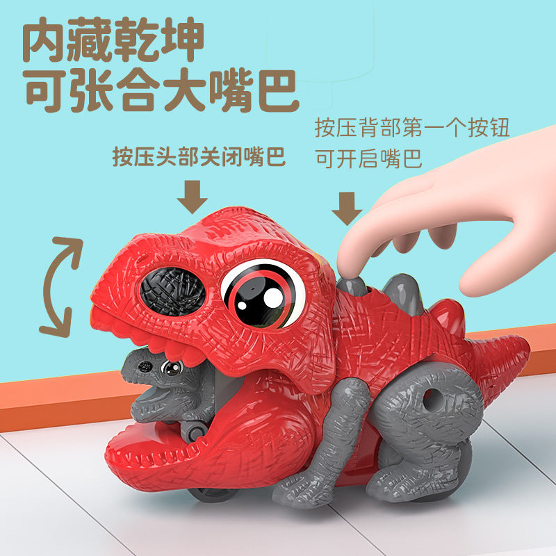 Q cute dinosaur ejection car inertia sliding ejection dinosaur car simulation modeling male and female parent-child interaction, educational toys
