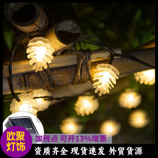 LED pine cone light string, solar outdoor garden decoration lights Christmas holiday party arrangement New Year's wedding lights