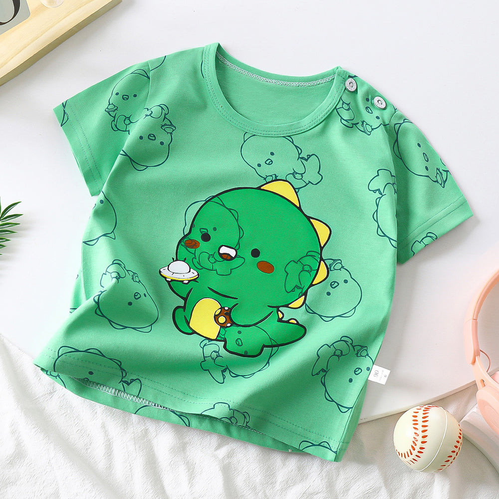 Kids' short-sleeve pure cotton summer new arrivals : boys' t-shirts, baby cartoon girls' short-sleeve korean style tops, children's clothing