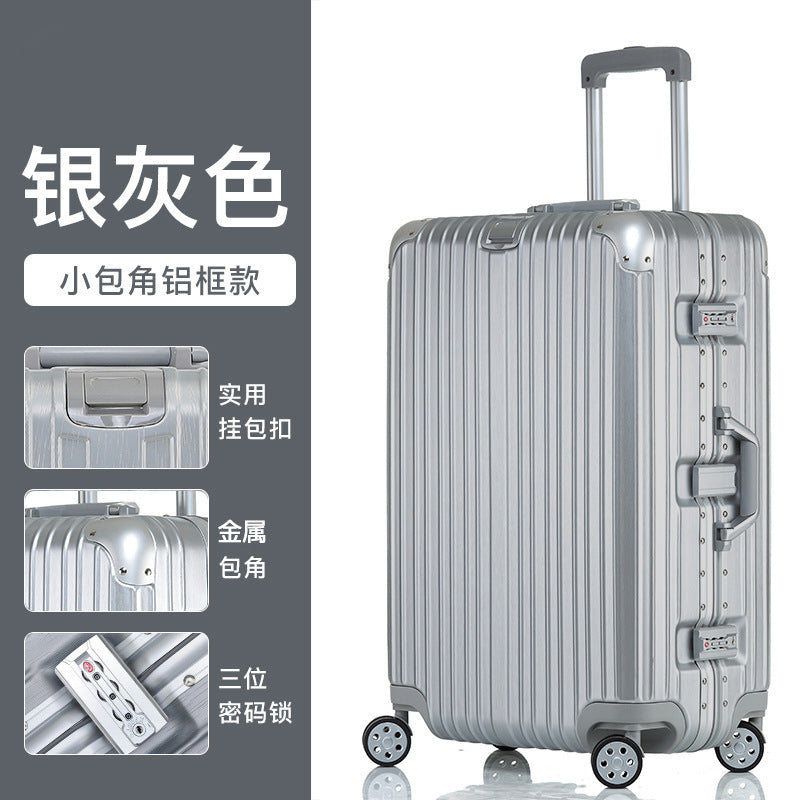 Cup holder aluminum frame suitcase women's scratch-resistant wear-resistant trolley case men's universal wheel password case fashion travel box trend