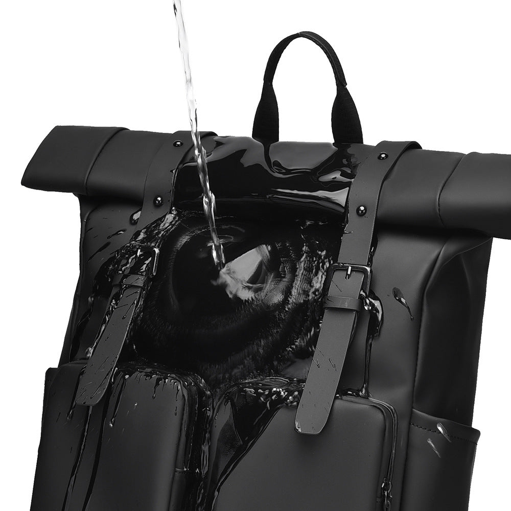 Cross-border backpack men's high-end sense large-capacity business travel backpack college student commuter roll-up backpack