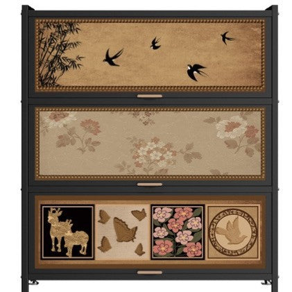 Medieval style locker dustproof bookcase wall-mounted all-in-one locker living room storage cabinet iron art storage storage
