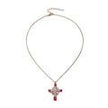 European and american cross-border jewelry: fashionable and sweet cross pendant necklace, light luxury high-end red diamond-encrusted choker