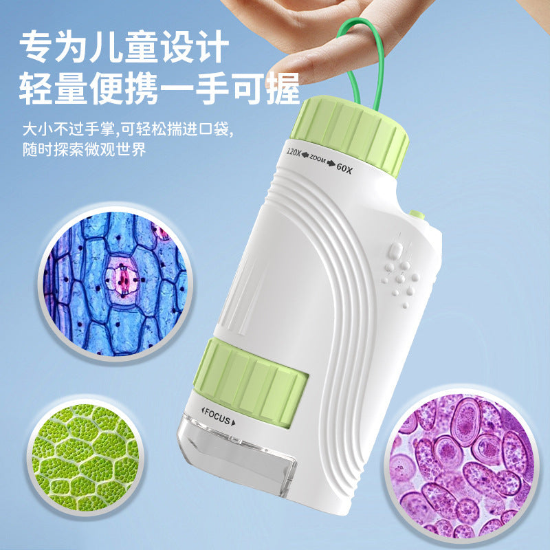 kids portable microscope toy outdoor handheld primary and secondary school students scientific experiment suit factory direct sales