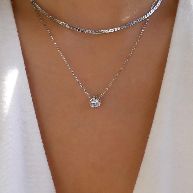Sweater chain accessible luxury high-end wholesale european and american cross-border autumn and winter clavicle chain women's silver-plated double-layer accessories outfit necklace