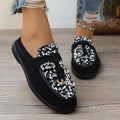 Plus size sequin flat slippers for women - soft sole, comfortable slip-on mules, stylish and versatile lazy shoes for outdoor wear
