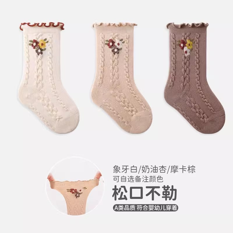 Baby elephant girl socks fall and winter style combed cotton kidsknee socks socks k-style fungus edge boneless newborn kids socks