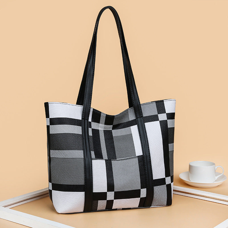 Tote bag women's color block shoulder bag large capacity 2024 new color matching fashion spring/summer ladies' handbag - single item