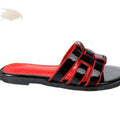 Trendy new women's sandals & slides - round toe color block flat sandals - women's low heel sandals