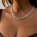 Amazon cross-border hot-selling jewelry stylish thick chain necklace fashion street style fashion ot buckle can be stacked clavicle chain