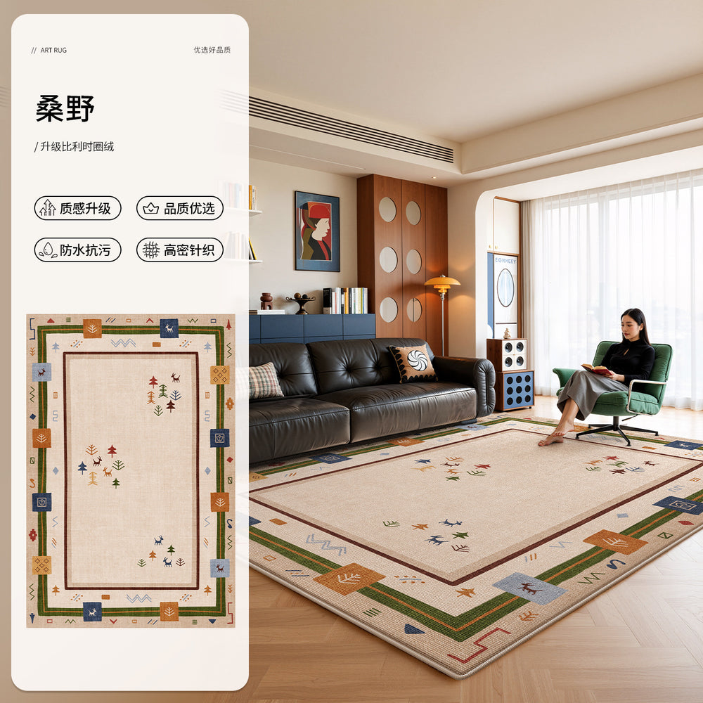 Carpet living room dopamine american retro medieval style 2026 new no-wash and wipeable sofa floor mat waterproof and anti-fouling