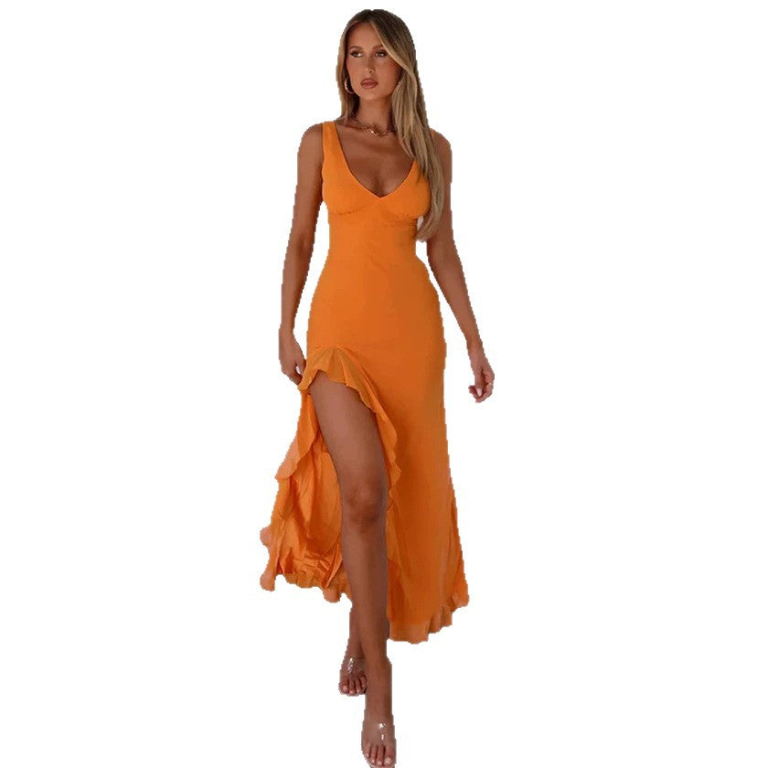 european and american cross-border new split sexy summer dress