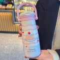 Cartoon kids thermos cup 316 ceramic liner high appearance large capacity double drinking cup portable student straw water cup
