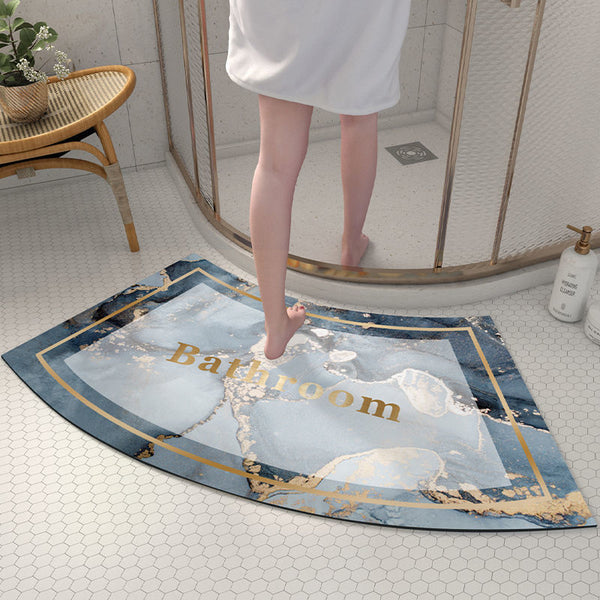 Bathroom curved floor mat, toilet soft diatom mud absorbent mat, shower fan, door non-slip quick-drying fan foot mat