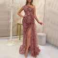 new arrival: solid color sequin fairy long sleeveless fashionable slim-fit elegant midi evening gown for cross-border e-commerce