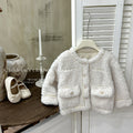 Girls' outerwear:  winter fashionable chanel-inspired warm fuzzy sweater for little girls and children