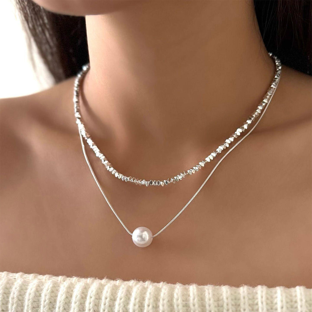 Pearl sweater necklace wholesale cross-border jewelry women's layered high-end light luxury niche irregular autumn and winter clavicle chain