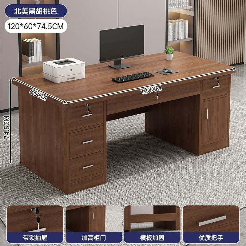 Modern home office desk computer table with chair, thickened desktop study table, office executive writing desk