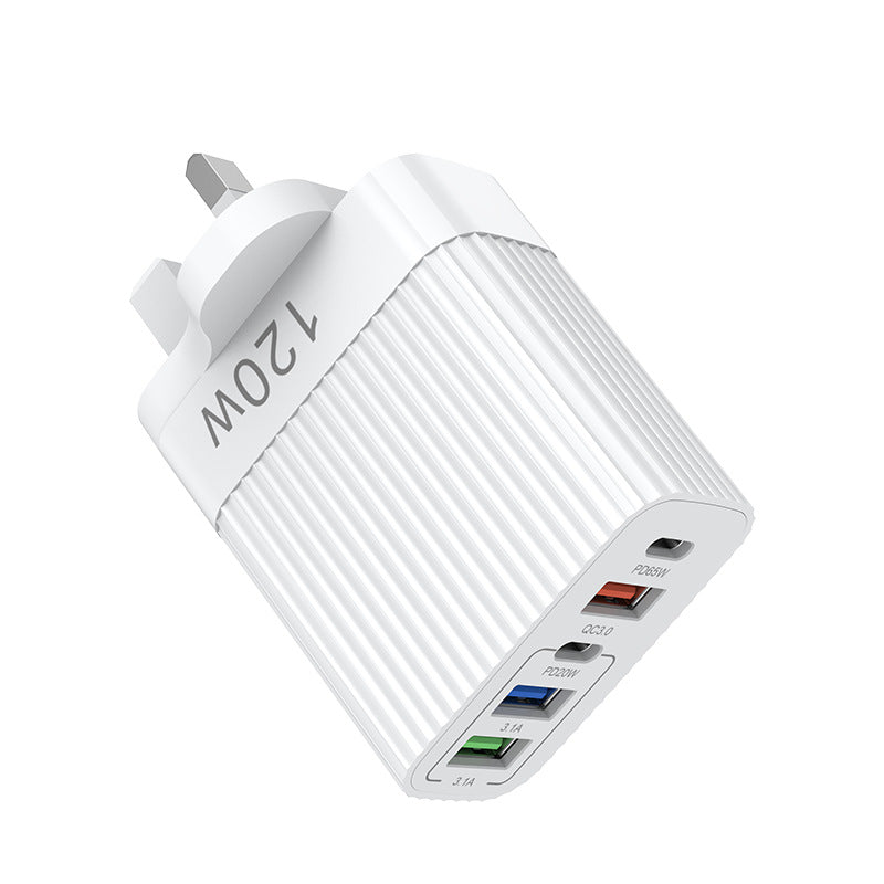 European and american standard multi-port mobile phone charger fast charging head 3usb+2c british standard five-port charging head suitable for huawei and apple