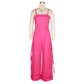european and american new arrival cross-border women's sexy bandeau multi-pocket cargo jumpsuit wide leg romper