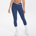 new arrivalfashioncontrast color cross tight high elastic high waist loose pants sports running fitness yoga nine-point pants