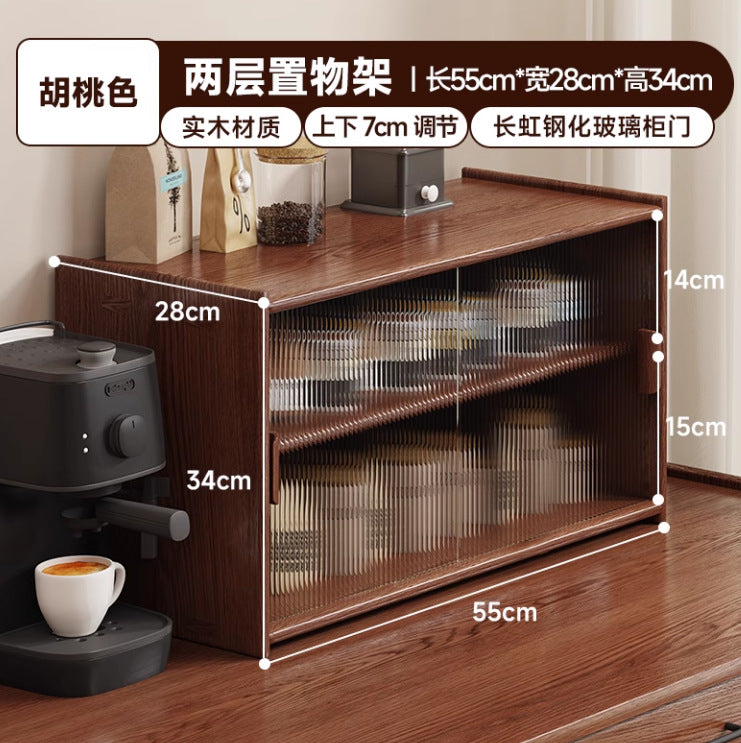 Solid wood dustproof cup holder changhong glass tea set storage cabinet cup water cup coffee cup storage rack desktop storage box