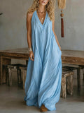 fashion new women's casual sleeveless loose pocket long dress for cross-border e-commerce (us & europe)
