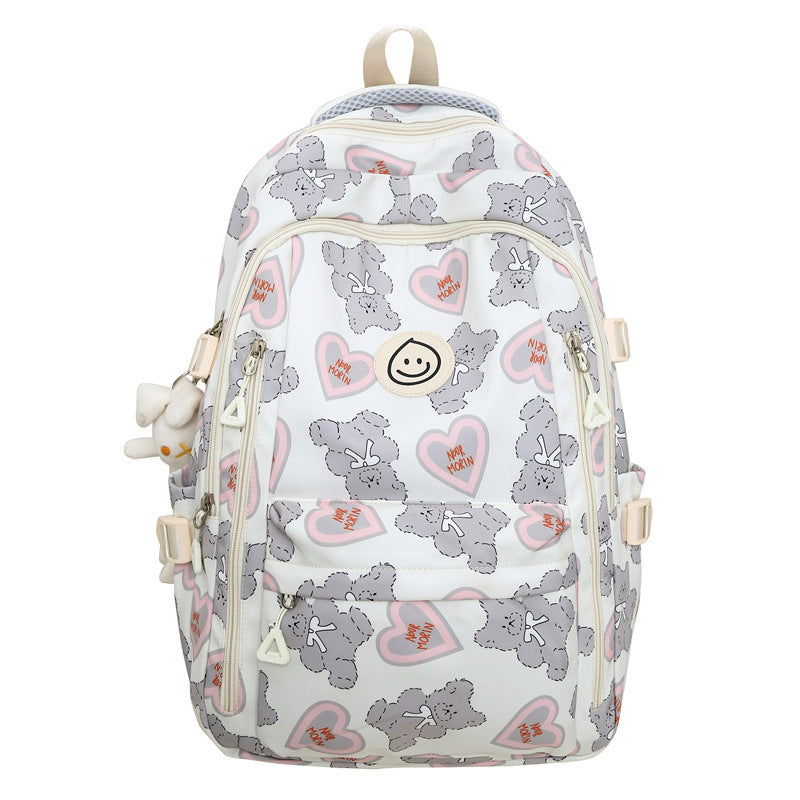 School bag ins campus wind backpack female floral solid color large capacity high school student school bag travel computer backpack