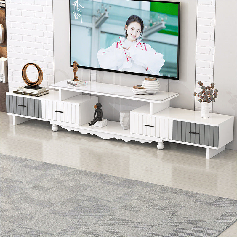 Tempered glass extendable tv stand & coffee table set - minimalist modern european style for small apartments - home living room tv cabinet
