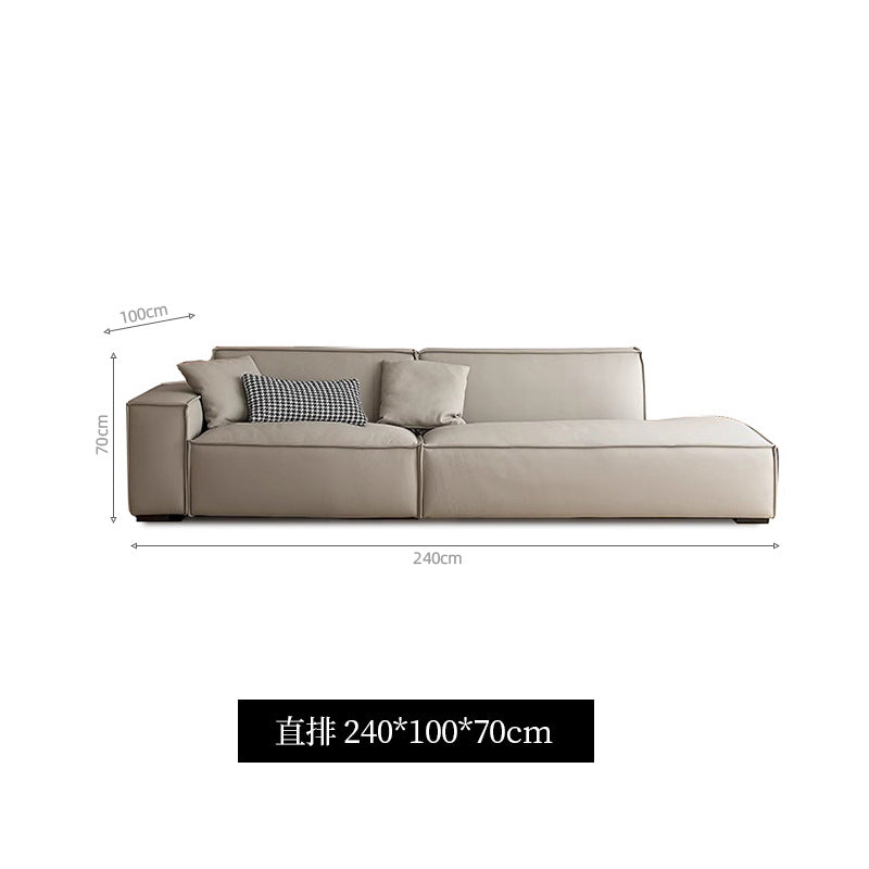 Italian normcore genuine leather sofa modern casual small apartment tofu block sofa living room for home square leather sofa