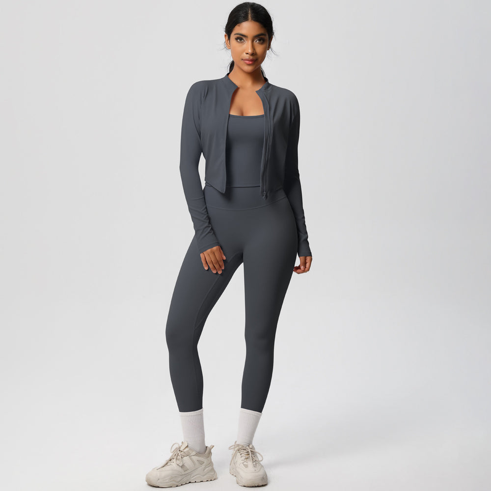 New cloud-like outdoor casual compression yoga set - quick-dry, high-waisted, slimming fitness activewear three-piece set