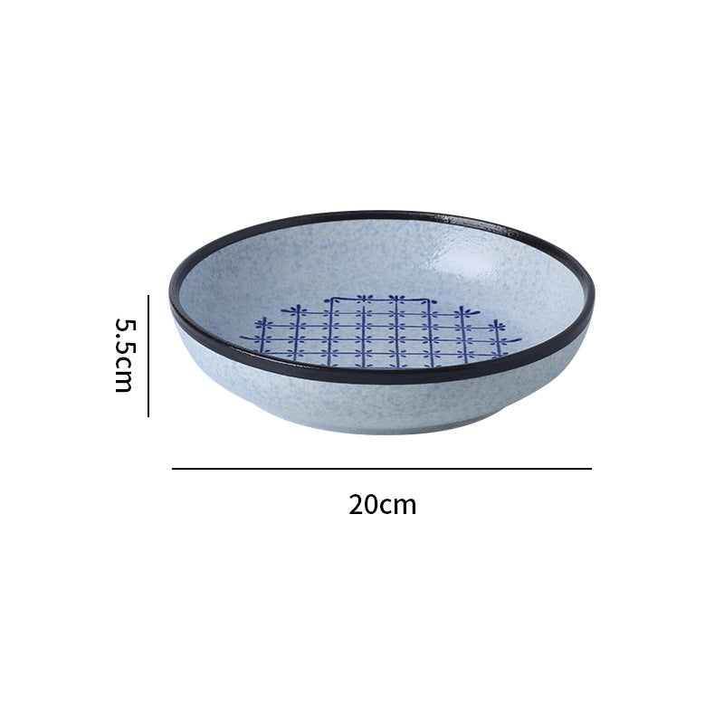 Japanese retro ceramic western dinner plate steak plate restaurant home hand-painted wave pattern unique ceramic sample room display plate
