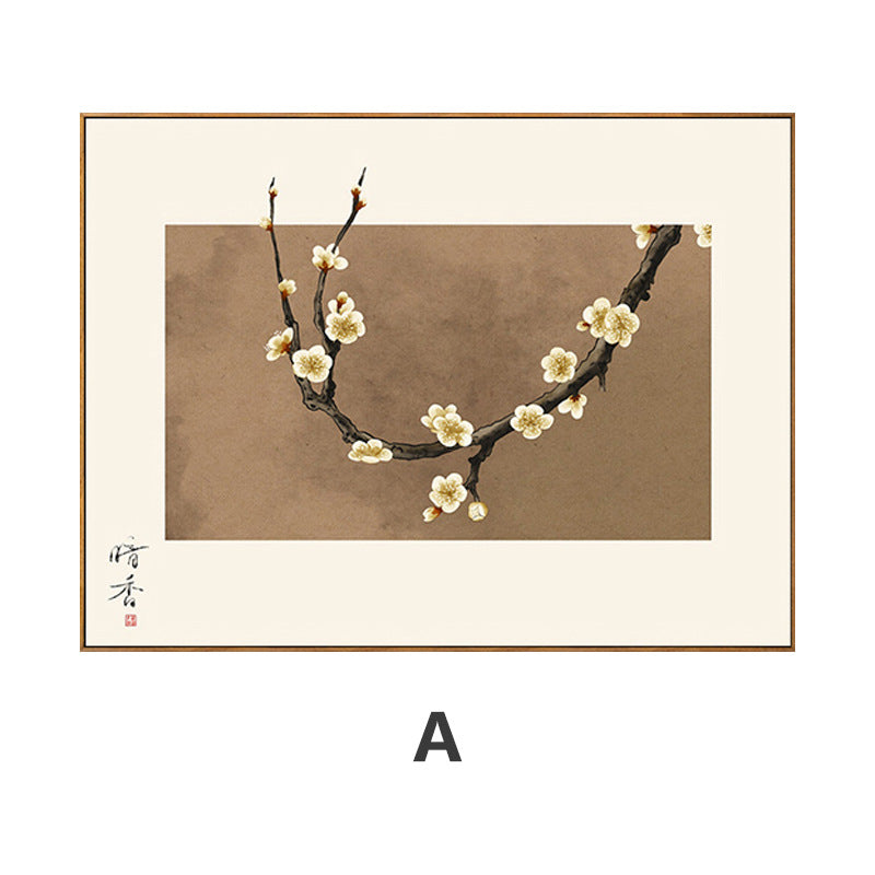 Dark fragrant plum blossom new Chinese meter box decorative painting free punching push-pull distribution box blocking weak electric box restaurant hanging painting