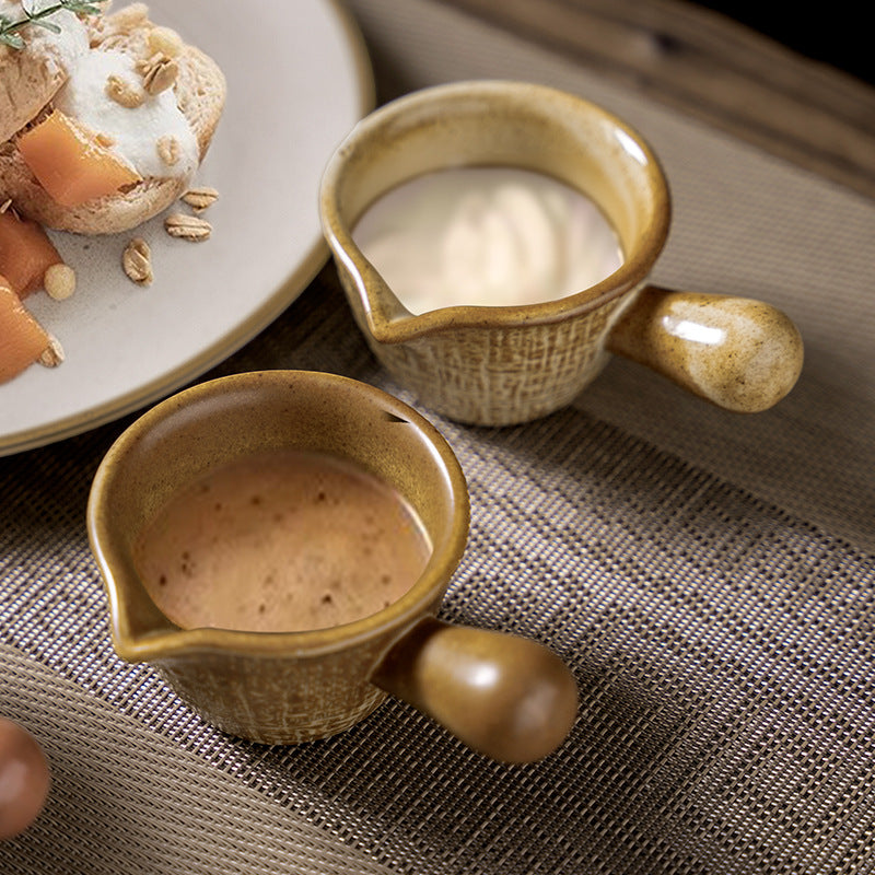 Retro ceramic stylish handle seasoning small milk dish dipping small milk cup sauce steak dessert sauce dessert dish