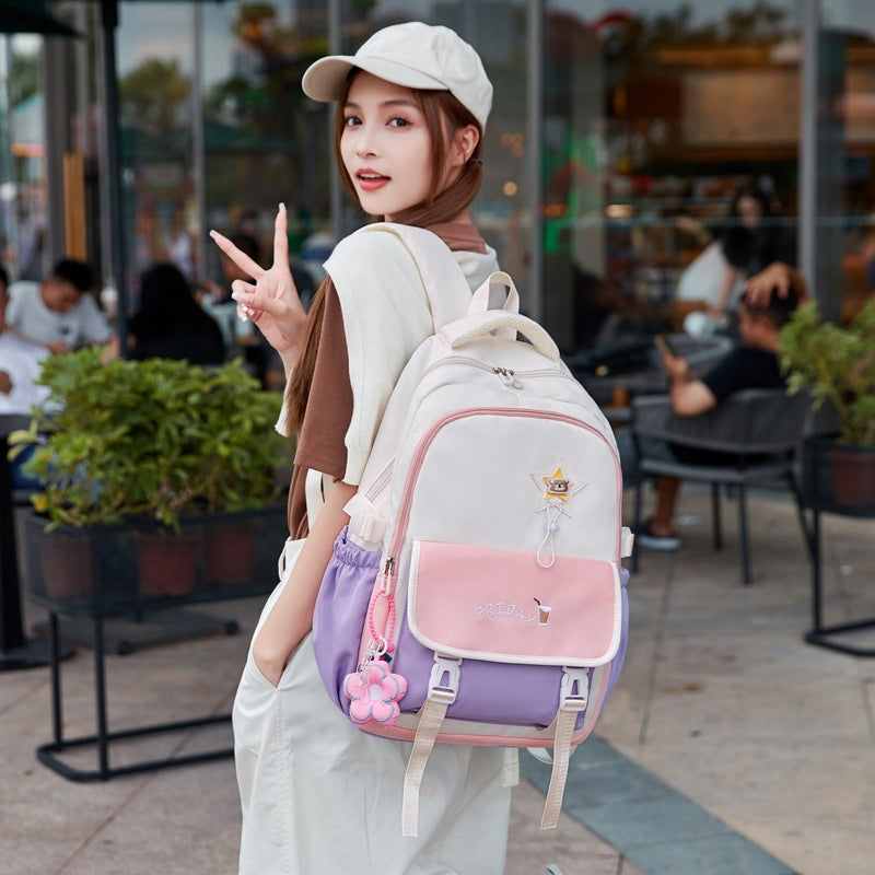 New student schoolbag grades 3-9 large-capacity backpack women's high-value fashion simple junior high school backpack