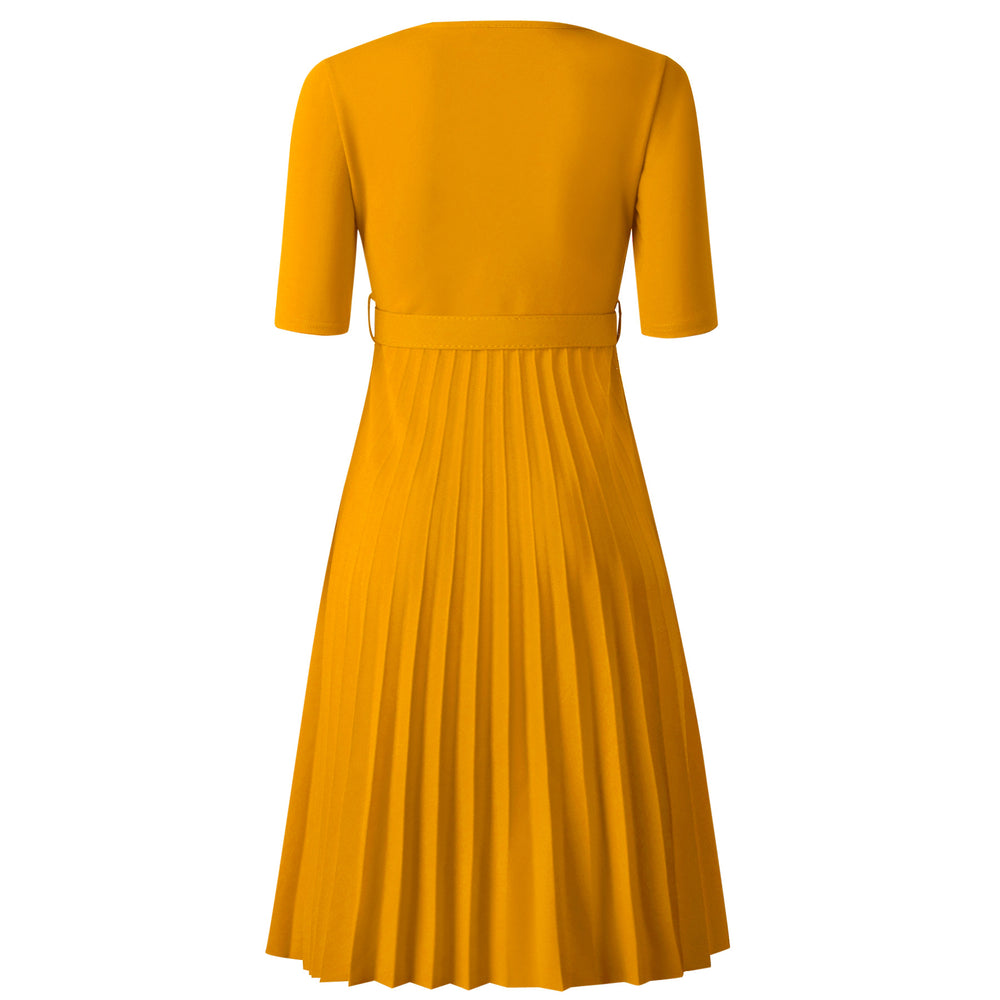 women's clothing new arrival summer african fashion pleated fashionelegantplus sizepure color round neck short-sleeved fashiondress