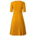women's clothing new arrival summer african fashion pleated fashionelegantplus sizepure color round neck short-sleeved fashiondress