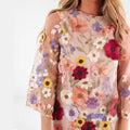 M cross-border fashion ins direct sales stereo flower mesh lace embroider hip-covering silmslimming look sexydress