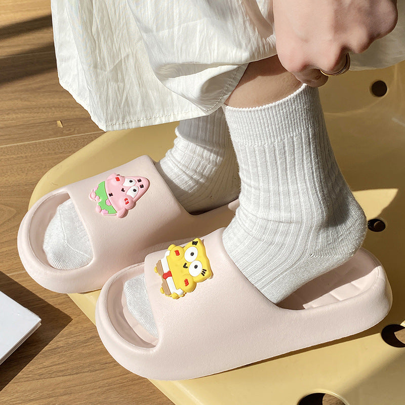 Cartoon eva non-slip slippers for women summer ins indoor home bathroom thick sole shit feeling outwear couple sandals for men