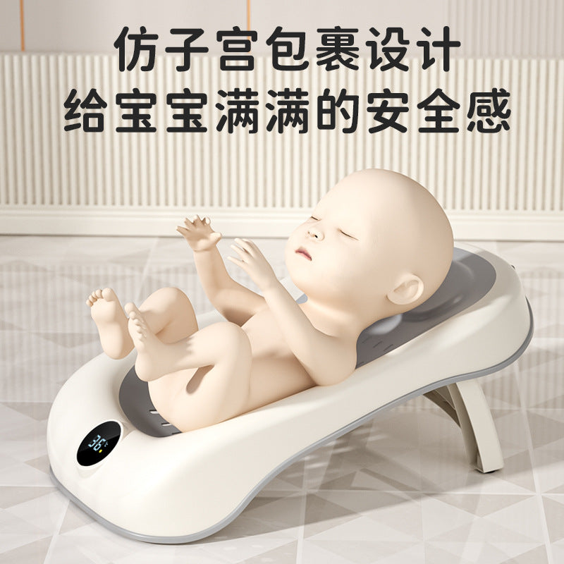 Baby bath support lounger - newborn bathtub with sit & lie down options, baby bath net, temperature-sensitive bath rack