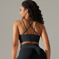 Amazon's new seamless knitted sexy back yoga wear breathable sweat-absorbent running fitness tops sports bra