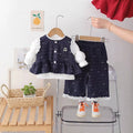 Girls' outfit set  new spring/autumn style - trendy and chic kids' spring collection - baby's little chic vest three-piece set - fashionable