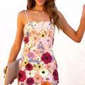 2025 spring new arrival: elegant and chic 3d floral mesh panel heavy embroidery cami dress - mini skirt