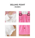 girl fake two-piece dress pink suspender patchwork lantern sleeve white shirt tops cute kids skirt